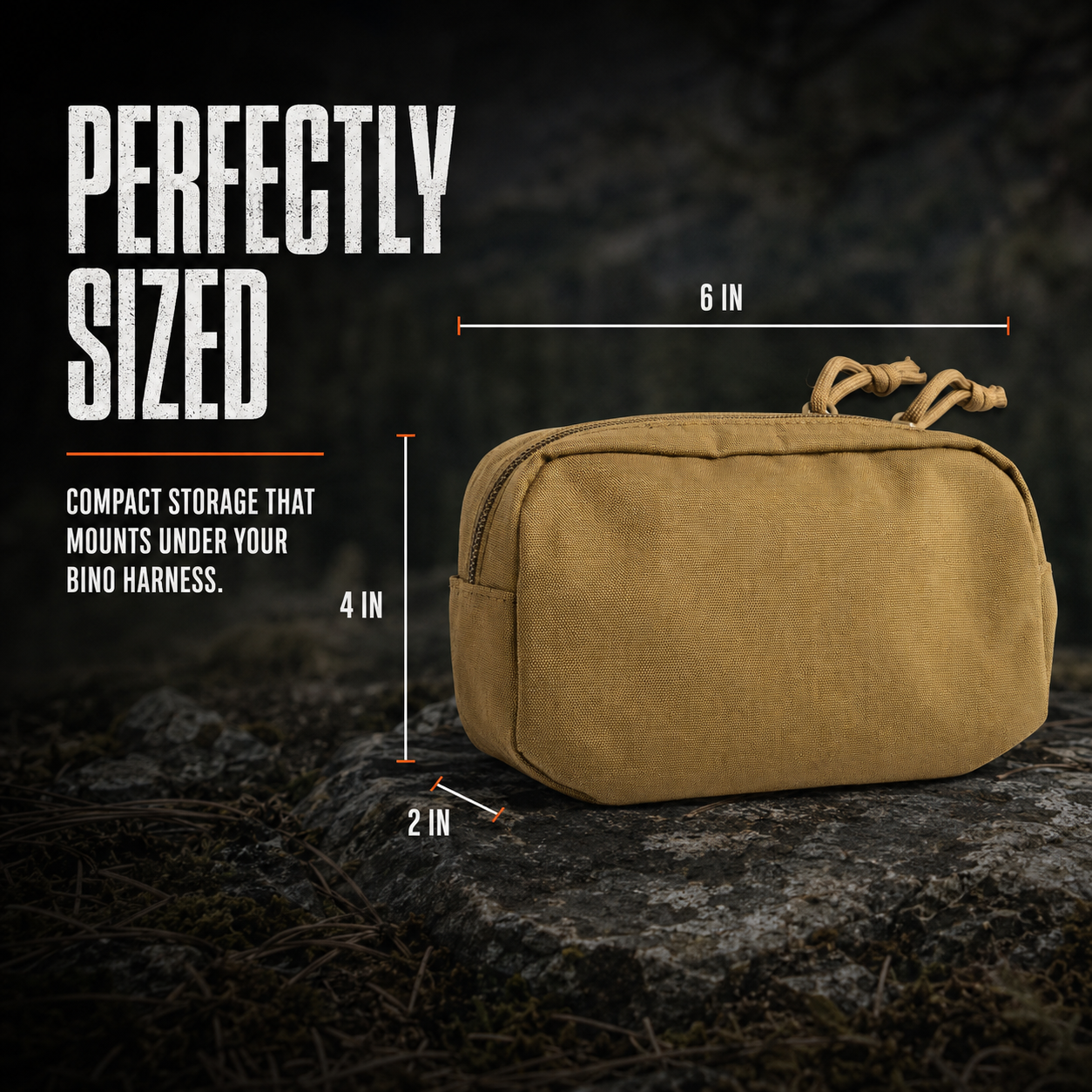 Lone Trail bottom pouch compact 6 x 4 x 2 inch storage under your bino harness