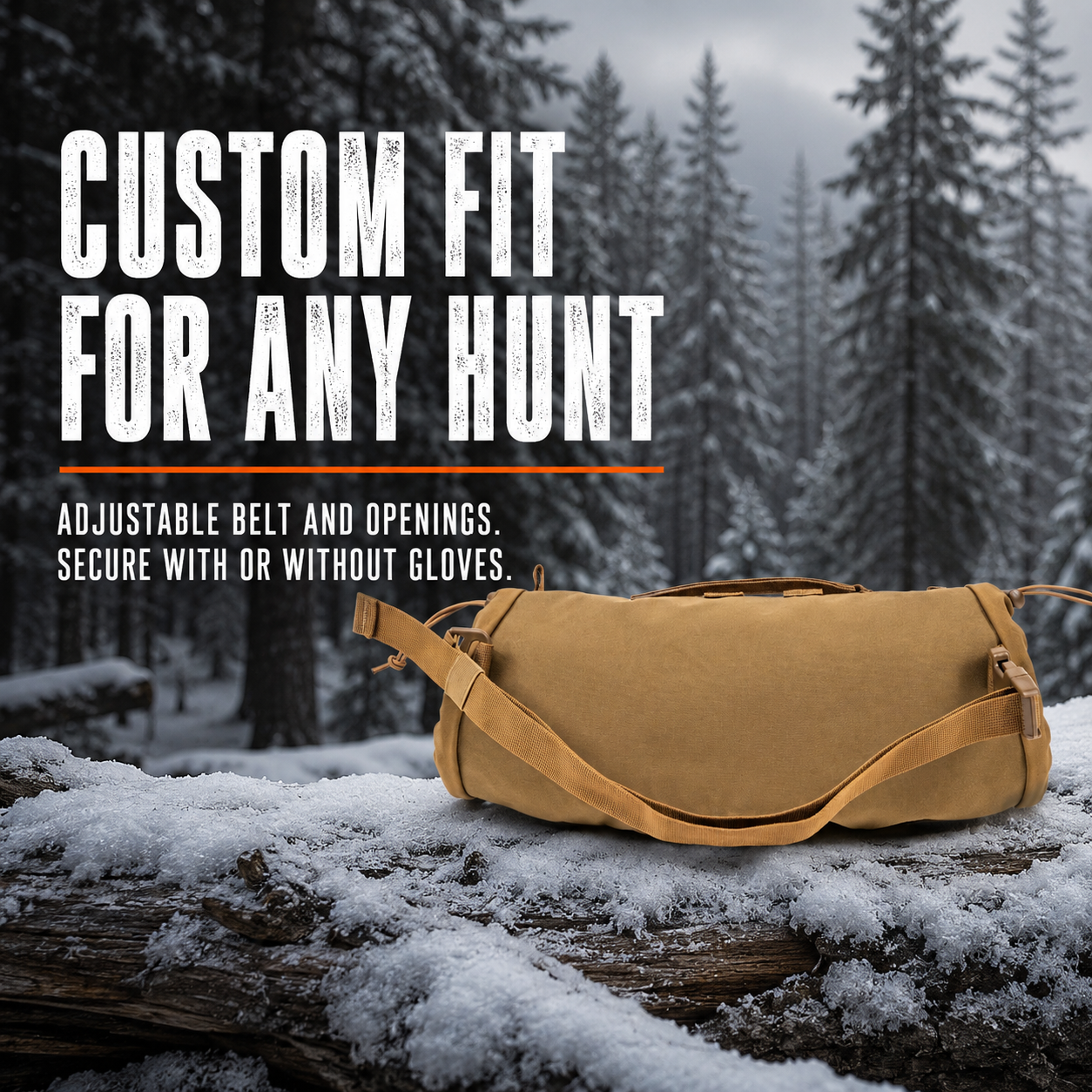 Lone Trail insulated hand muff adjustable belt and openings for a custom fit