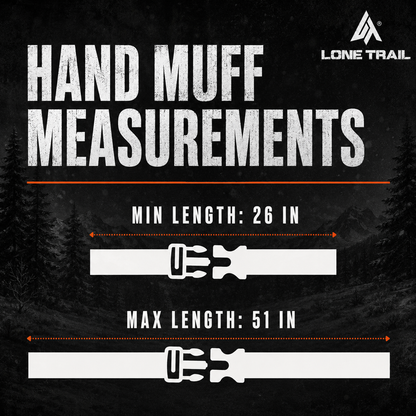 Lone Trail insulated hand muff belt measurements, 26 to 51 inches
