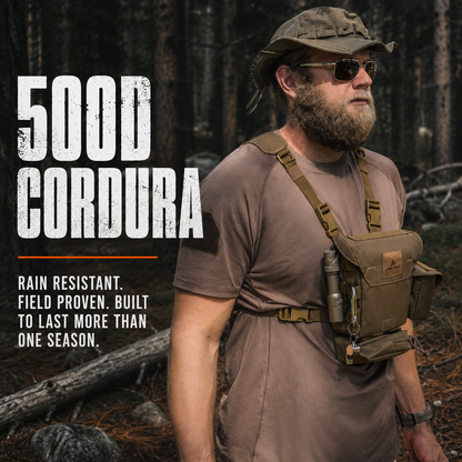 Lone Trail LT1 bino harness built from rain-resistant 500D Cordura