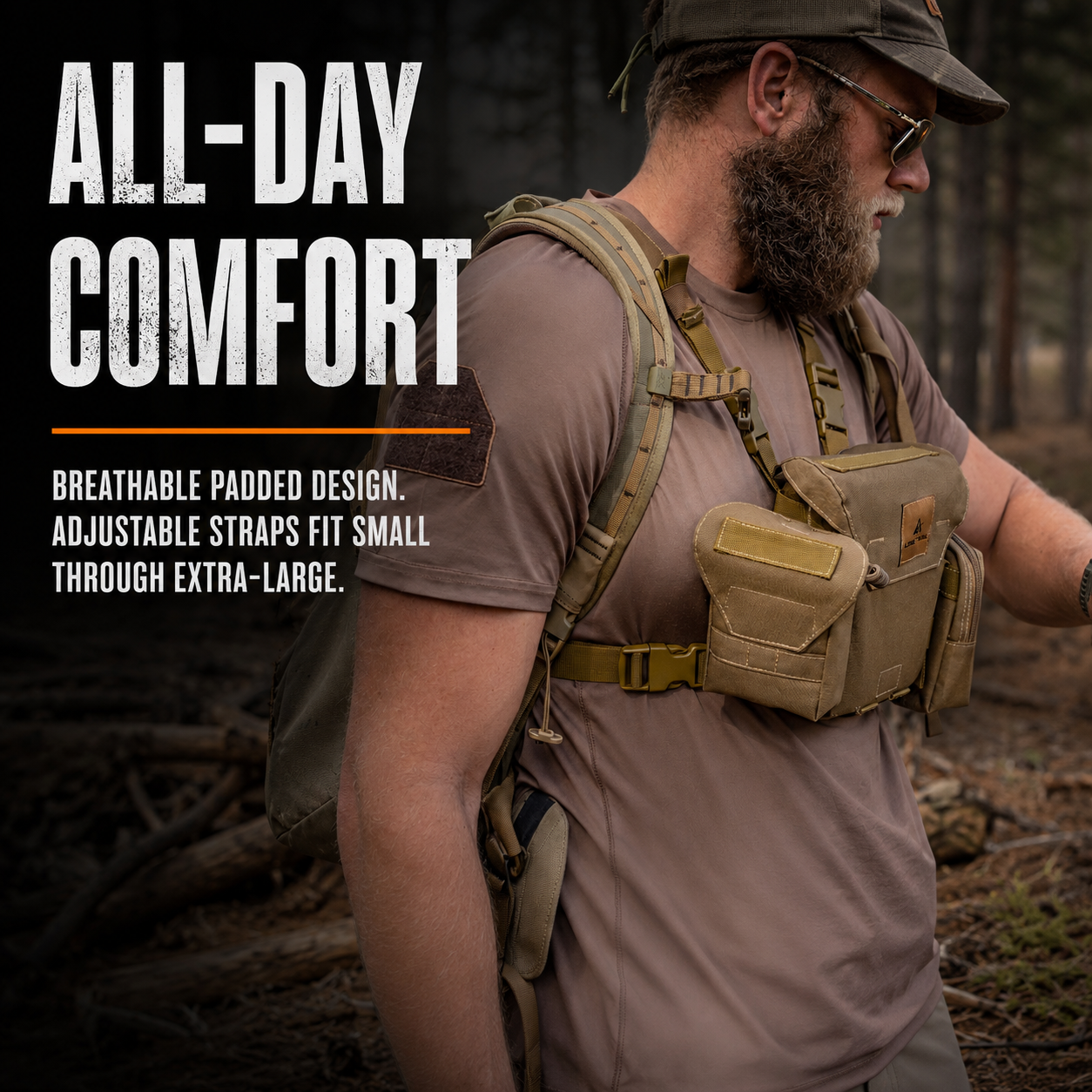 Lone Trail LT1 bino harness breathable padded straps for all-day comfort