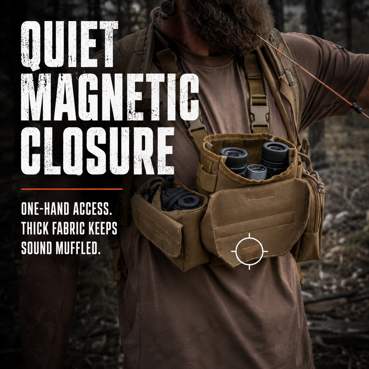 Lone Trail LT1 bino harness quiet magnetic closure for one-hand access
