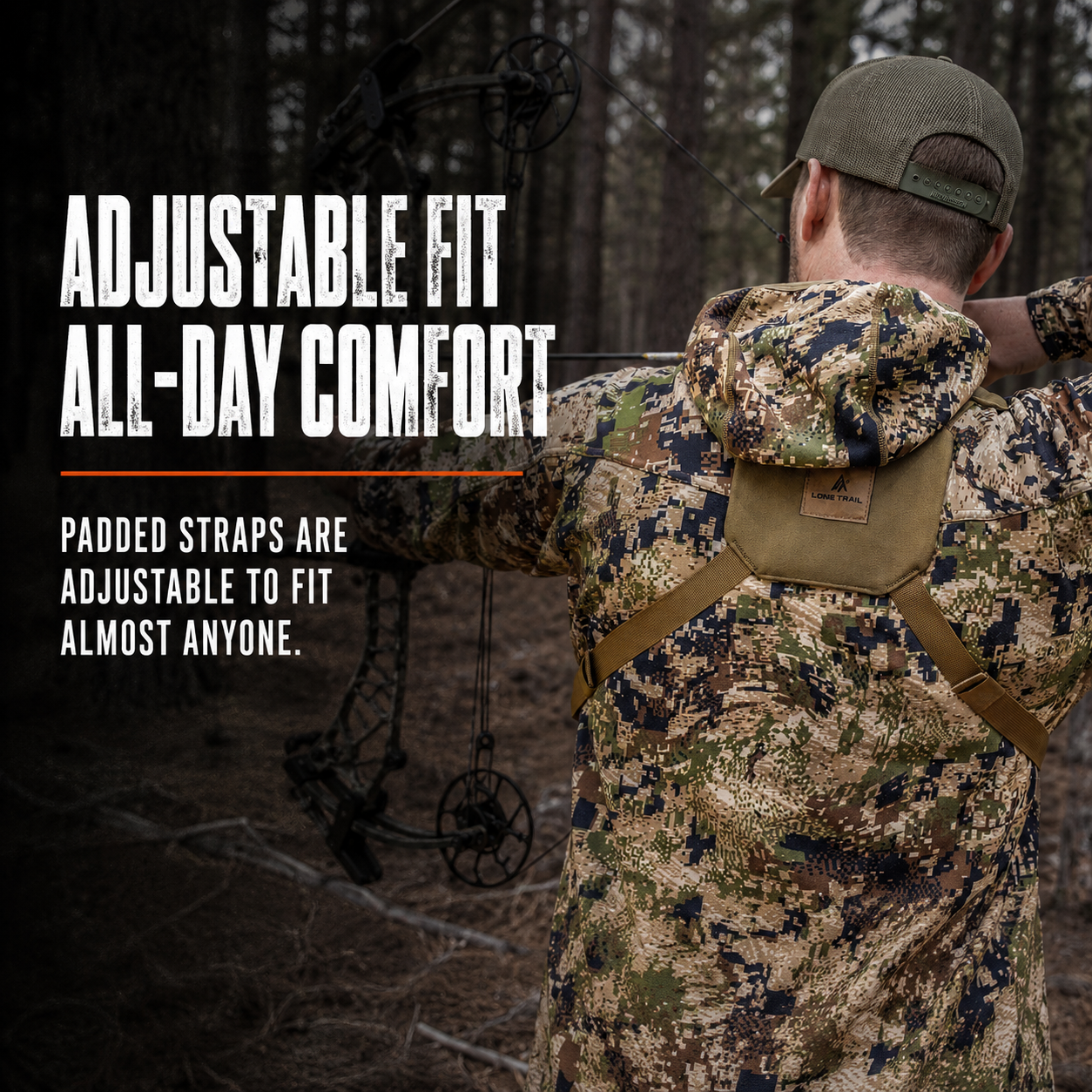 Lone Trail LT2 bino harness adjustable padded straps for all-day comfort