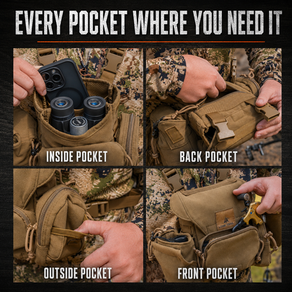 Lone Trail LT2 bino harness pockets - interior, back, outside and front