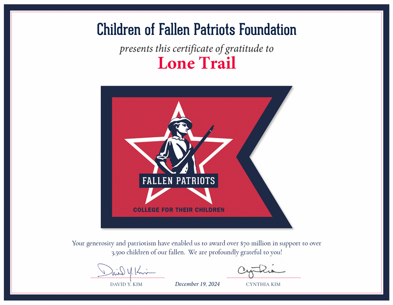 2026 Donation Certificate