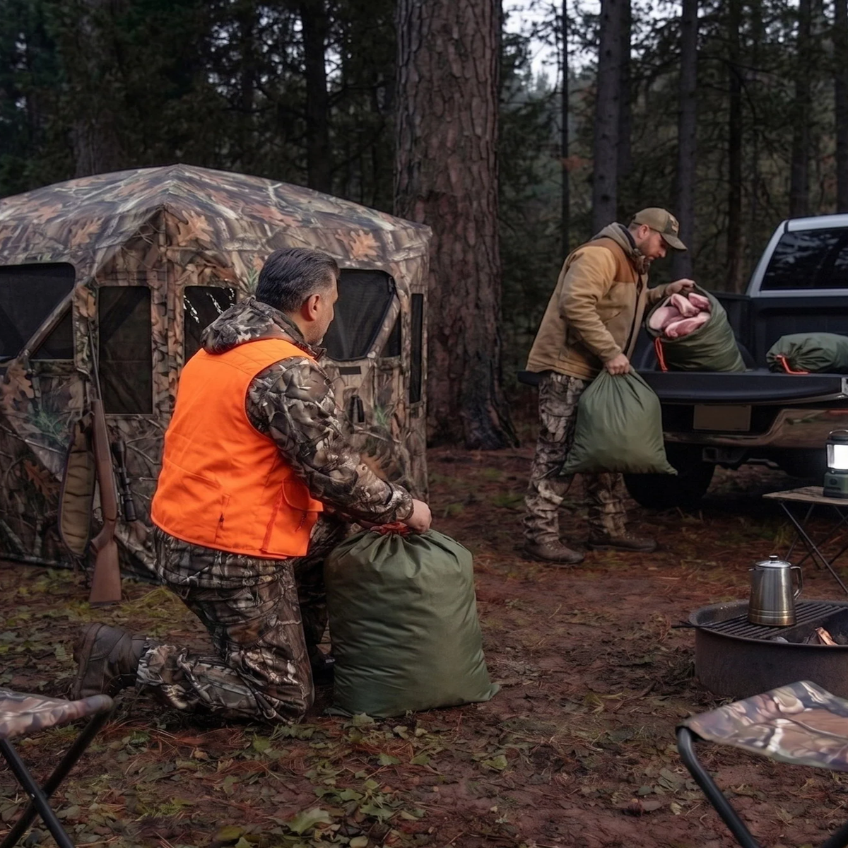 Game bags at the truck