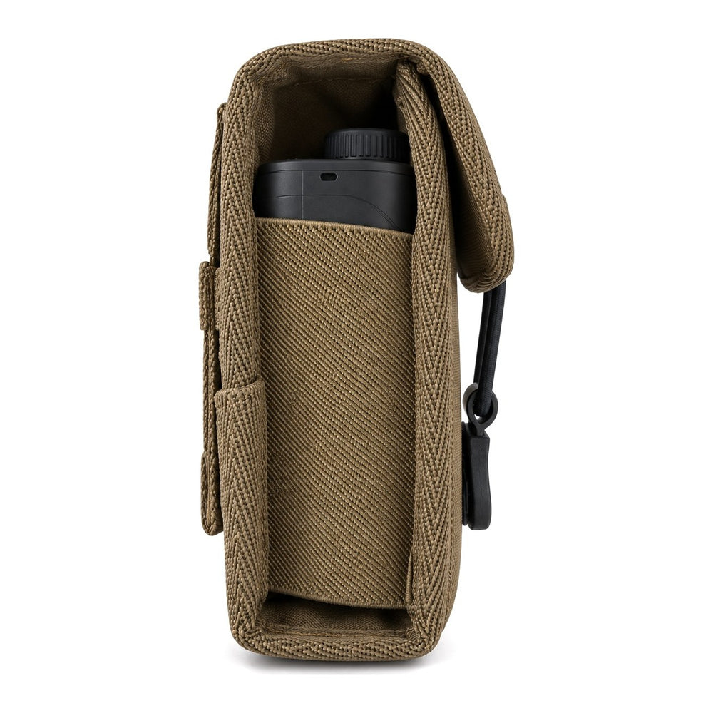 Side view with a rangefinder inside: elastic side panels stretch to fit
