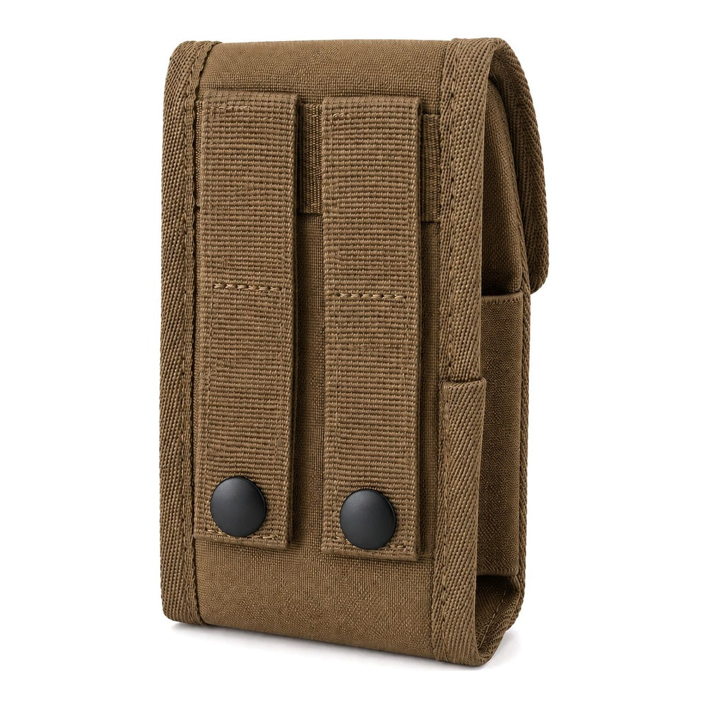 Rangefinder pouch, rear angle showing the MOLLE straps and side panel