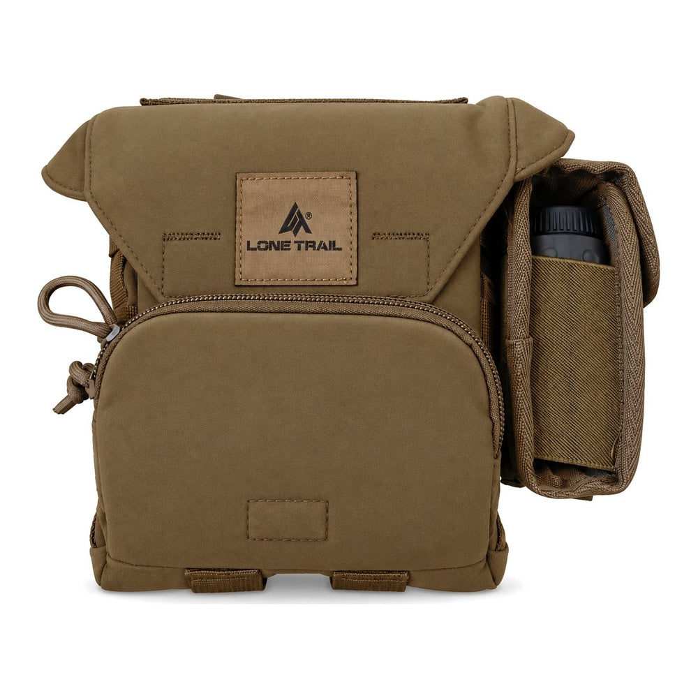 Rangefinder pouch mounted on the LT2 Bino Harness side MOLLE