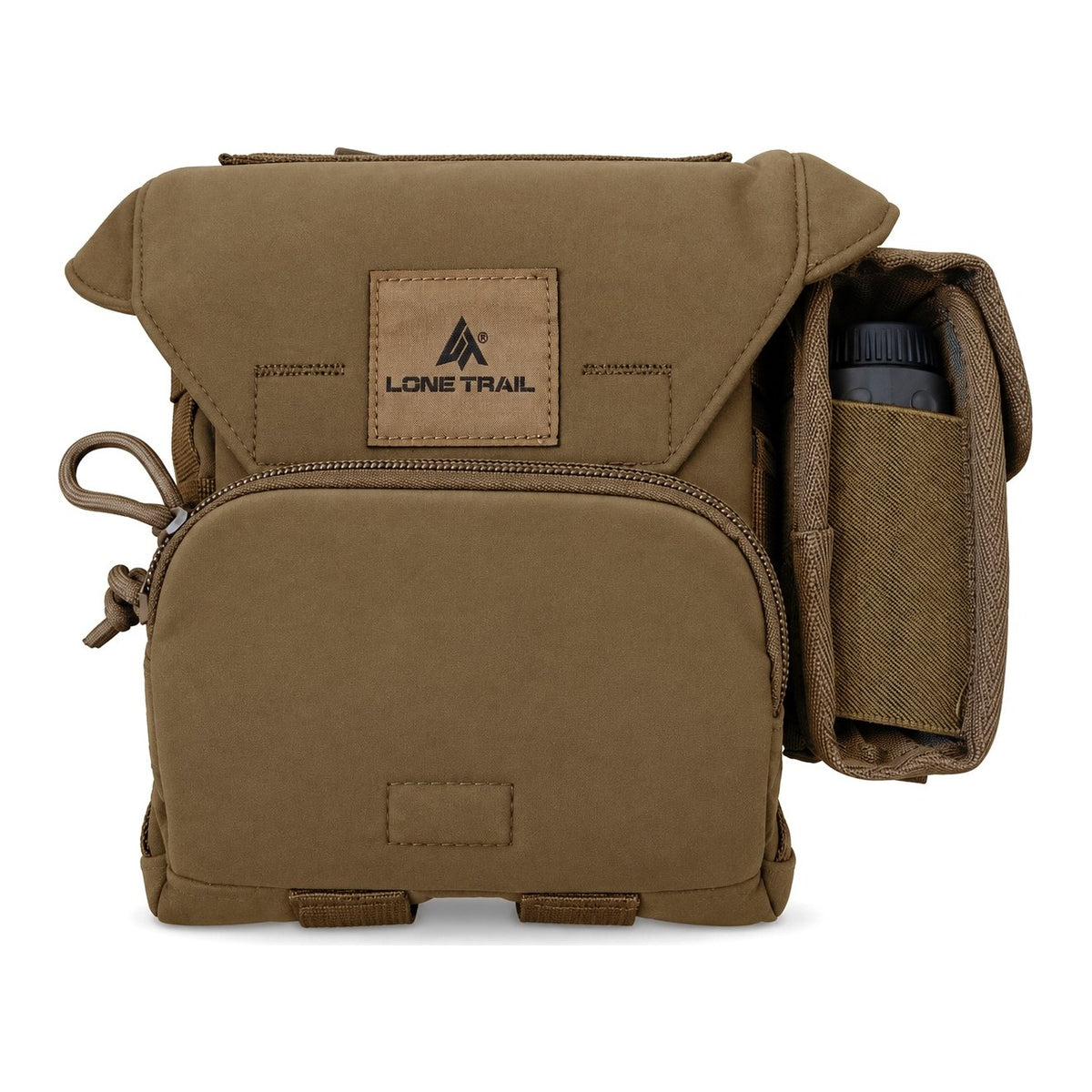 Rangefinder pouch mounted on the LT2 Bino Harness side MOLLE