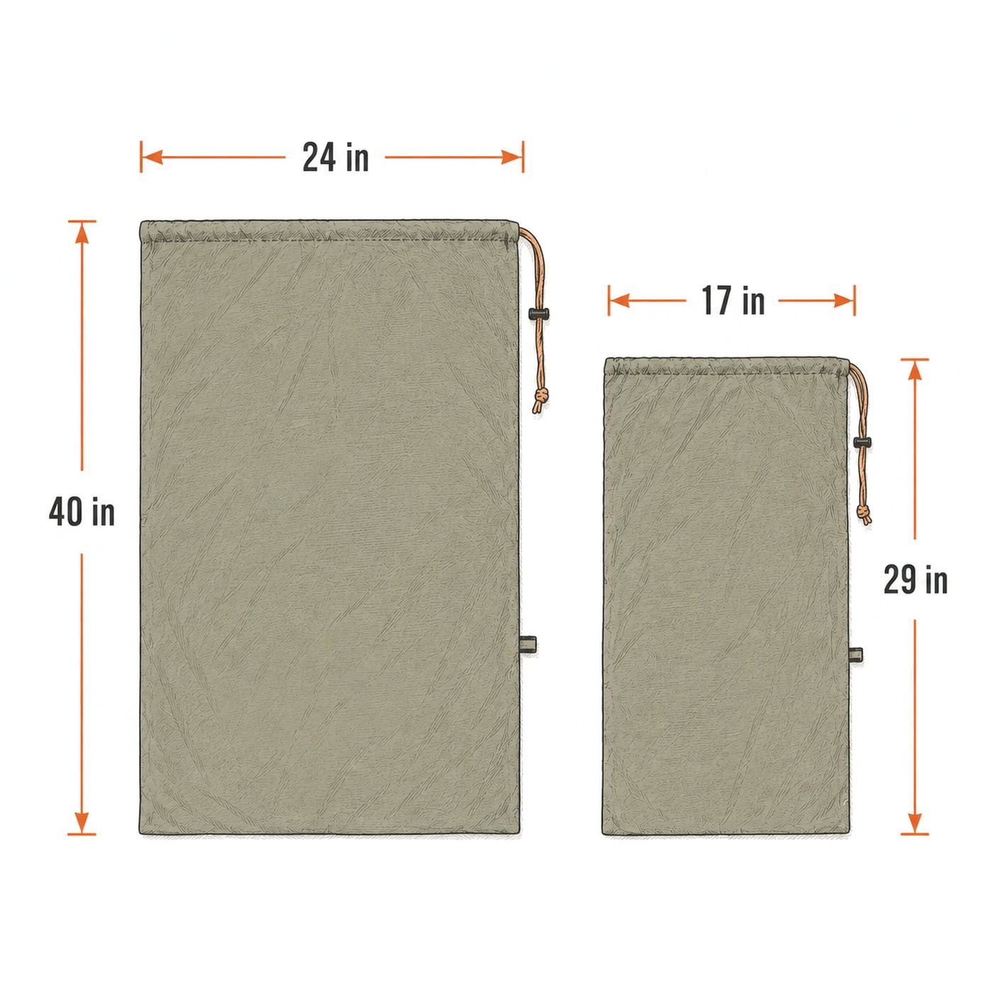 Four quarter bags · one trim bag