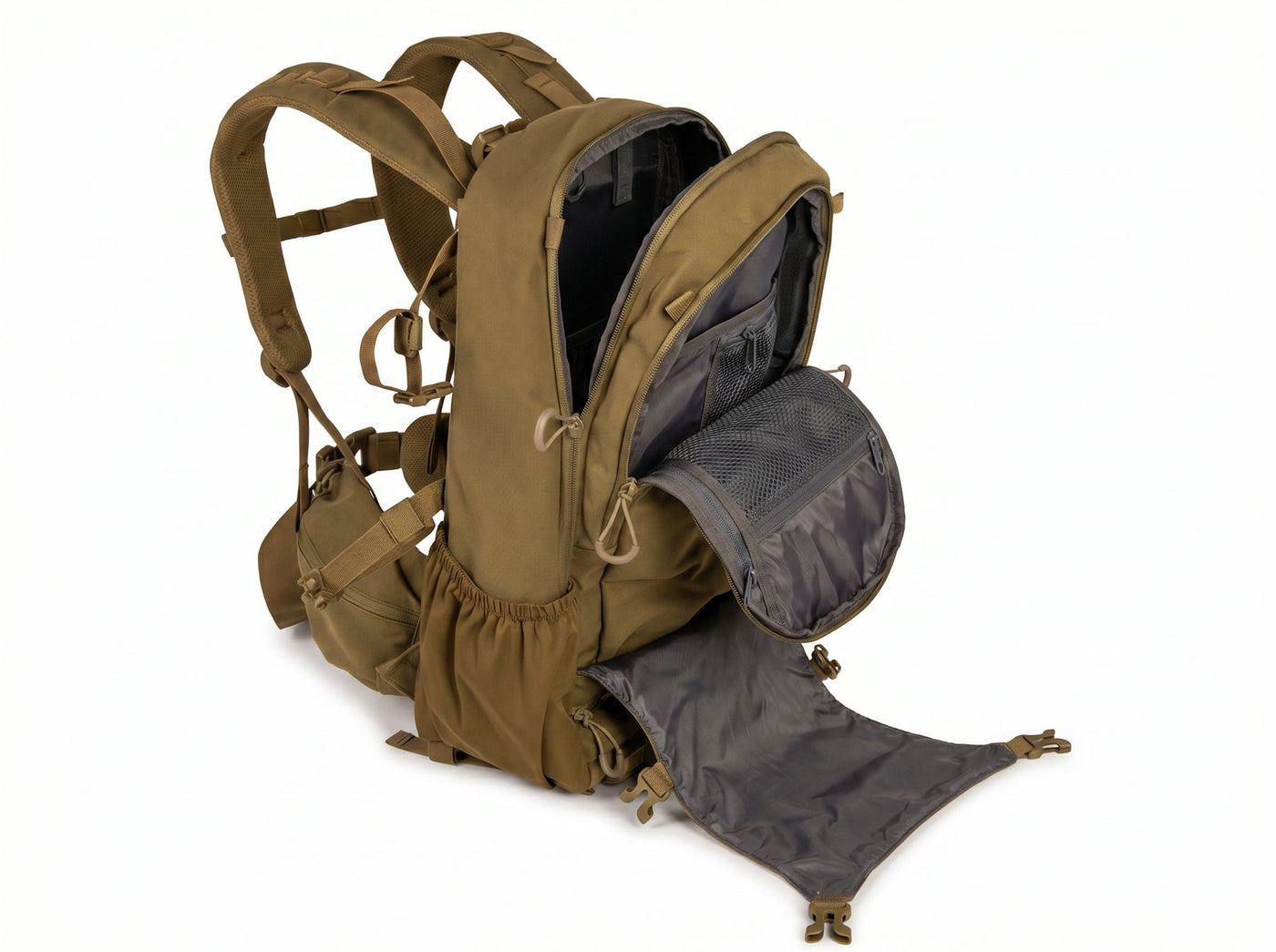 Drop-down load shelf and hydration sleeve